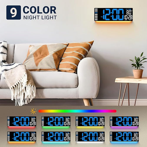16.5" Large Digital Wall Clock: Wall Mount Decor Clock Large Display for Classroom Dorm Office Game Living Room, House Warming Gifts New Home, Christmas Birthday Gift for Mom Dad Seniors Teen Blue
