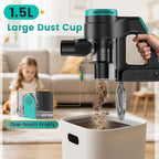Zefiro 350W Cordless Vacuum Cleaner,45Mins Runtime Vacuum Cleaners for Home, Anti-Tangle and 1.5L Dust Cup, 6 in 1 Lightweight Vacuum for Hardwood Floor Carpet Pet Hair
