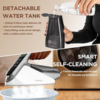Newbealer Steam Generator Iron, 1500W Turbo Steamer for Clothes, 2 Bar Pressure Clothes Iron, 4 Steam & 4 Dry Heat Modes, Fast Heat-Up, 350ml Detachable Tank, Auto-Off, Self-Cleaning (Silver)