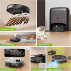 Robot Vacuum and Mop, Pet Hair Tangle-Free Cutter Technology, Max 10,000Pa Suction, Laser Navigation, Pet Laser, 75-Days Capacity, Carpet Lift Detection, APP ＆ Voice Control, Robotic Vacuums Cleaner