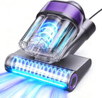 LED Display Mattress Vacuum Cleaner, 18Kpa Bed Vacuum Cleaner with 253.7nm UV-C Light, HEPA Filter & Ultrasoni, 149℉ Heat, Triple-Cup Versatile Handheld Vacuums for Bed Sofa Carpets Pet Hair Fine Dust