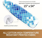 Bumkimue Ironing Board Cover and Pad, Standard Size 15x54 Inches, Blue Floral Pattern, Heavy Duty Padded, Elastic Edge, Scorch Resistant (Blue Geometry)