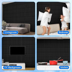 Nuanchu 60 Pcs 3D Slat Wall Panels 12 x 12 Inch PVC Fluted Textured Panel Cuttable Paintable DIY Wall Art Decorative Tiles for Ceiling Studio Bathroom Interior TV Background (Black)