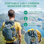 Lunarlipes Portable Carbon Monoxide Detector for Travel, Mini 3-in-1 Carbon Monoxide Monitor with Magnetic Suction, RV CO Detector Alarm Temp/Humidity Sensor, Rechargeable CO Monitor 120-140HR Standby