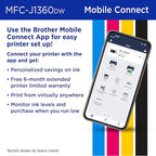Brother Work Smart 1360 Wireless Color Inkjet All-in-One Printer with Automatic Duplex Printing and 1.8” Color Display | Includes Refresh Subscription Trial(1) (MFC-J1360DW) (Uses LC501 Series Inks)