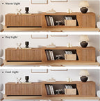 Epecoya Extendable TV Stand with Storage Cabinet Wooden, Mid Century Modern TV Stand with Adjustable Shelf and Drawers, Extra Long TV Stands for Living Room Fluted, Warm Brown Oak (64.57" W-98.43" W)