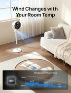 Dreo Fan for Bedroom, 80° Oscillating Standing Fan, 25dB Quiet, 80ft Pedestal Fans for Home Office, 90° Manual Vertical, 3 Speeds, Remote, 34-41" Adjustable Height, Air Circulator