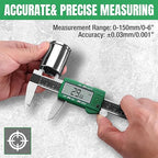 SK 6-Inch Digital Calipers, Vernier Caliper with Large LCD Screen, Caliper Measuring Tool with Auto-Off Feature, Inch/Millimeter/Fraction Conversion, ±0.001" Accuracy