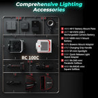 SmallRig RC 100C RGBWW LED Video Light, with App Control, 100W Mini COB Continuous Output Lighting, Handheld Spotlight 2700-10000K/CRI 96+/TLCI 98+/12 Effects, 11000Lux/1m, Lite Version Ink Blue, 5377