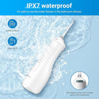 R REVA Portable Water Flosser for Teeth - 4 Modes Cordless Oral Irrigator with 300ML Tank, 360° Rotating Nozzle, 4 Jet Tips, Rechargeable, IPX7 Waterproof, Low Noise Gravity Ball Design (M159 - White)