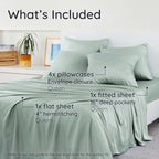 Bambaw 100% Viscose Derived from Bamboo Sheets Queen Size Set – 6pcs Deep Pocket Cooling Queen Sheets, Fits Up to 16'' with Elastic Corner Straps, Buttery Soft & Breathable (Sea Glass)