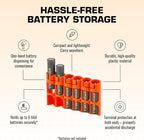 Storacell Slimline AAA-6 Battery Storage Caddy and Dispenser (Pack of 2), Orange, Holds 6 AAA Batteries (Not Included), Durable & Compact Design, The Original Battery Caddy, Made in The USA