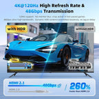 HDMI 2.1 Splitter 1 in 2 Out 4K 120Hz with 8K HDMI Cable and Power Adapter, BolAAzuL 8K 60Hz 1x2 HDMI Y Splitter with Audio Out for Dual Monitors Duplicate, Support HDCP 2.3 HDR for PS5/Xbox/PC/TV