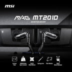 MSI MAG MT201D - Premium Heavy Duty Dual Monitor Stand Arms, 17-45" Support, VESA Compatible, Adjustable Spring Mount, 44 lbs per Screen, Clamp & Grommet, Quick Release Plate - Black