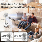 Socool 40000mAh Portable Fan Foldable Battery Rechargeable with 8 Speed & 106H, 90° Osciliating Floor Standing Fan Remote, Desk Fan with 8H Timer & LED Light for Home Outdoor Travel Camping
