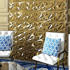 Art3dwallpanels 33 Pack 3D Wall Panel Diamond for Interior Wall Décor, PVC Textured Wall Panels, 12''x12'' Cover 32.Sq.Ft. Golden