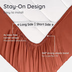 Bambaw Queen Size Fitted Sheet Only, 100% Viscose Derived from Bamboo Fitted Sheet Queen Size, 16’’ Deep Pocket, Breathable & Cooling (Terracotta)