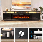 oneinmil 90'' Fireplace TV Stand with 50” Electric Fireplace, 2 Tier TV Console Stand for TVs Up to 100", LED Light Entertainment Center, Fireplace for The Living Room TV Stand, Black