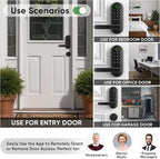 Keyless Entry Fingerprint Digital Smart Lock with Handle & Keypad: Electronic/Electric Lock with Code, App Control Biometric Deadbolt Door Knob for Front, Interior, Exterior & Bedroom Door (Black)