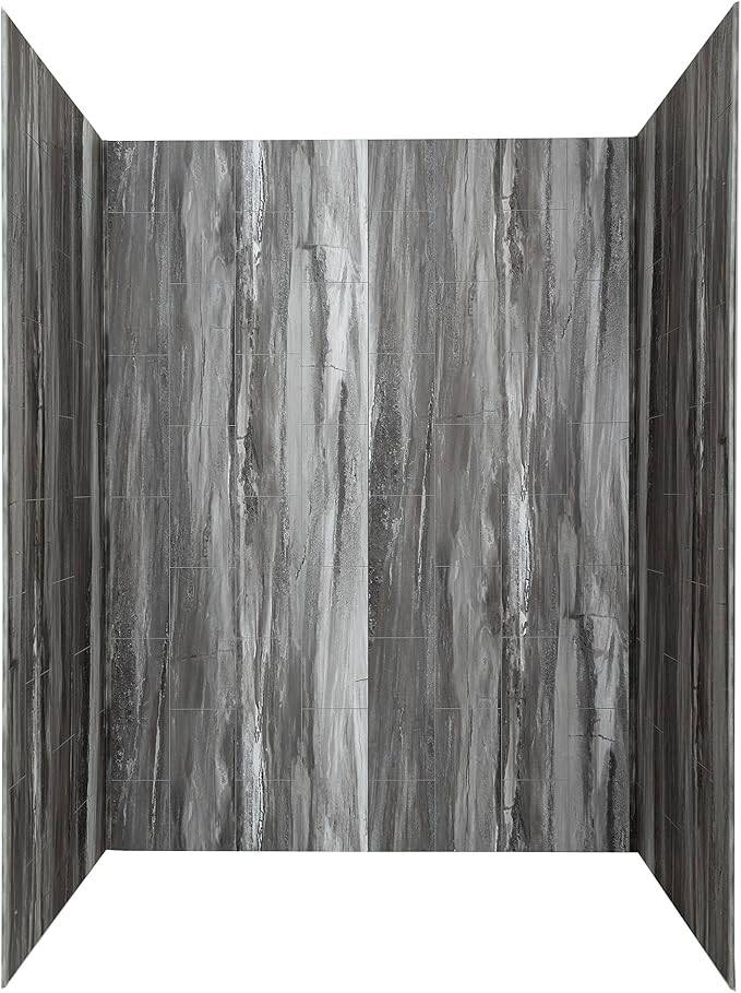 Palisade 78in x 60in x 32in Waterproof Vinyl Shower Surround Kit with Accessories in Urban Cliff