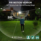 TREEWELL 2 Pack 240-Degree Replacement Motion Sensor, Adjustable LUX(5-300) & Time & Detection Sensitivity Up to 60 Feet Range, 3 Working Modes Outdoor Motion Detector for Security Floodlight, Black