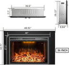 Velaychimny 49" Electric Fireplace Insert with Metal Trim Kit, Adjustable Flame, Fire Crackling Sound, Top Light Colors, Timer, Glass Door & Mesh Screen, Black
