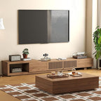 gaoyangjiaju Mid-Century Modern Expandable Coffee Table & TV Stand Set, Walnut Finish – Elegant Storage Combo for Living Room, Bedroom, or Lounge (78.54“ to 103" TV Stand+Coffee Table)