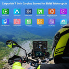 CARPURIDE W702BS PRO for BMW Motorcycle CarPlay & Android Auto Dual Bluetooth, 7" Waterproof GPS Navigation Screen, Data Reading, Native Wonder, TPMS, Light Sensor, Music Sharing, Intercom,16-Pin
