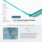 Goodyo 34"- 46" x 72" Glass Shower Door Clear Tempered Glass Panel Fixed Shower Screen for Walk-in Bathroom Matte Black Finish (34" W x 72" H Grid Frost)
