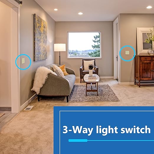 LIDER Minimalist Design Matte Finish Lighted Decorator Switch, Frameless Paddle Light Switch with Locator Light, Grounding Screw, 3-Way or Single Pole, 15A 120V, UL Listed, LS15-3W-I5P, Ivory, 5 Pack