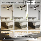 SMAAIR 56inch Smart Wifi Ceiling Fans with Dimmable LED Lights and Remote, Compatible with Alexa/Google Home/Siri/APP, Outdoor DC Fans with 10 Speeds, Timer/Schedule,Walnut