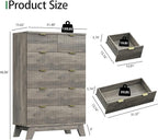 Xixini Fluted Dresser for Bedroom with 6 Drawers, 46" Tall Modern Chest of Drawers with Metal Handle, Wooden Dresser TV Stand, Wood Closet Clothes Storage Organizer for Living Room, Hallway, Grey