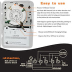 T101 Mechanical Time Switch,24-Hour 120 V Mechanical Time Switch,Reliable Control for Various Loads,12 ON/Off Operations - Manual Override & Included Trippers
