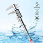 Unipec 8 Inch/ 200mm IP54 Grade Stainless Steel Digital Caliper & Stainless Steel Rule, Inch/Millimeter/Fraction Conversion, Large LCD Screen