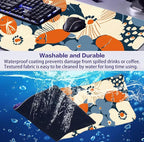 Cute Anime Flower Mouse Pad, Women's Office Desk Accessory Decoration, Expanded Mouse Pad 35.4 x 15.7 x 0.12 Inch Sewn Edge Non Slip Rubber Base