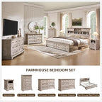 Farmhouse Nightstand with Charging Station, 18" End Table with 2 Drawers Storage and 1 Storage Shelf, Wooden Side Table w/Roman Column, Bedside Cabinet for Bedroom, Living Room, Light Rustic Oak