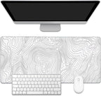 EOBKLAX Mouse Pad,Topographic Line Desk Mat for Desktop,Desk Pad with Non-Slip Base and Stitched Edge,Extended Mousepad for Office and Home 35.4X15.7 Inch
