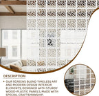 24 Pcs PVC Hanging Room Divider,Flower Carving Pattern Panels,Decorative Wall Screen Panel, Room Divider Partitions Panel Screen for Decorating Bedroom Dining Kitchen Office Studio 29 * 29cm