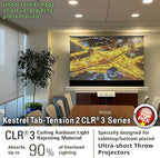 Elite Screens Kestrel Tab-Tension 2 CLR3, 101" 16:9, Ultra-Short Throw Ceiling Ambient Light Rejecting (CLR/ALR) Electric Floor-Rising Motorized Front Projector Screen,White Casing, FTE101XH3-CLR3