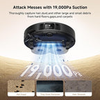 Mova P50 Pro Ultra Robot Vacuum and Mop, 19,000Pa Suction with Anti-Tangle Brush, Removable & Liftable Mop for Carpet & Floor, 167℉ Mop & Washboard Self Drying & Cleaning, Auto Empty & Refill, Black
