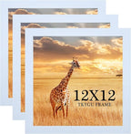 TKYGU 12x12 Picture Frame Set of 3, white Wooden Frame 12by12 Square Wall Gallery Poster Photo frame with Durable Shatter Resistant Plexiglass for Wall Hanging best gift