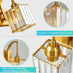 FDPBY Wall Sconces, Set of 2 Gold Crystal Vanity Lights, Modern Wall Lamp for Bathroom, Hallway, and Makeup, Easy Installation