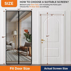 Magnetic Screen Door，Fiberglass Screen Door Mesh，Keep Bugs Out, Heavy-Duty Mesh Curtain,Pet and Kid Friendly, Works with Front Doors, Sliding Doors（32x80 Inch Fiberglass
