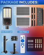 JAYNLT Y-6500W Solar Street Lights Outdoor, 650000LM 6500K High Powered Commercial Parking Lot Lights Dusk to Dawn, Waterproof Solar Security Flood Lamps with Remote for Driveways, Basketball Courts