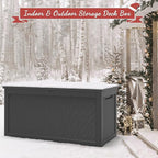 NUNU LAB Outdoor Storage Box, 320 Gallon Deck Box, Resin Waterproof Outside Storage Bench, Outdoor Storage Cabinet With Lockable Lid, Backyard Deck Box For Garden Tools, Patio Cushions, Black