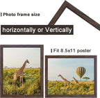 TKYGU 8.5x11 Picture Frame walnut Set of 3, Certificate Frame Poster and Photo frame, Horizontal and Vertical Formats for Wall or Tabletop, 8.5x11 Frame with Shatter Resistant Plexiglass, best gift