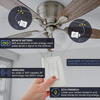 RunLessWire 3-Way Fan & Light Battery-Free DIY Kinetic Wireless Light Switch Kit for Bathrooms & Ceiling Fans: 2 Dual Remote Switches, Both Control 2 5A On/Off Receivers Separately – White