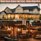 Roravilila 18 Inch Motion Sensor Outdoor Lights 2-Pack, Large Black Dusk to Dawn Outdoor Porch Lights for House IP65 Waterproof Exterior Lighting Fixtures for Front Door Garage Lantern Sconces