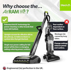 Gtech AirRAM 2 K9 Cordless Vacuum Cleaner with Scented Cartridges - Removes Tough Pet Hair - Perfect for Carpet and Hardwood Floors - Rechargeable 22v Li-ion Battery - Lightweight (7 lbs.)