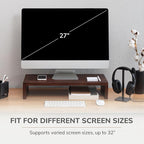 Anji Mountain Wooden Monitor Stand - Elegant Monitor Riser, Perfect Monitor Stand for Desk Organization, Durable Wood Construction monitor stands, Enhances Ergonomics and Workspace Efficiency,Walnut